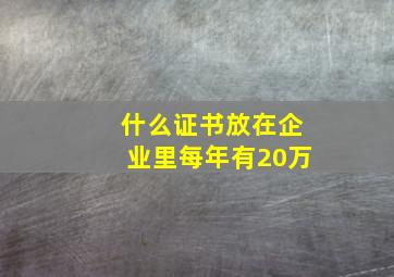 什么证书放在企业里每年有20万