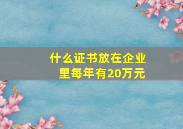 什么证书放在企业里每年有20万元