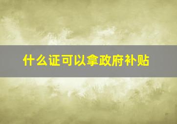 什么证可以拿政府补贴