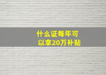 什么证每年可以拿20万补贴