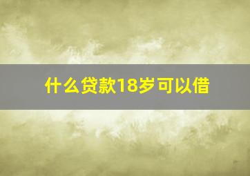 什么贷款18岁可以借