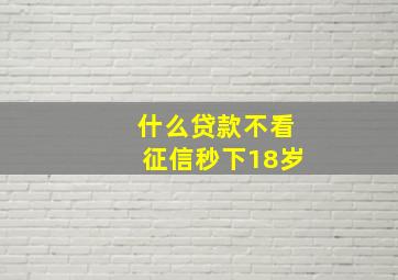 什么贷款不看征信秒下18岁