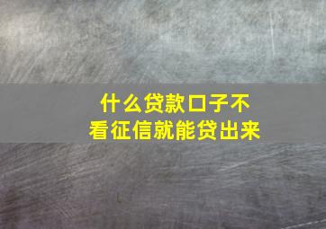 什么贷款口子不看征信就能贷出来