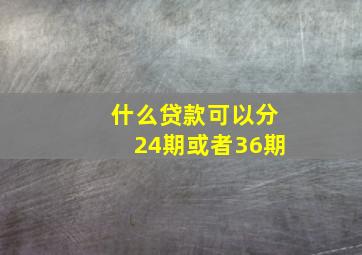 什么贷款可以分24期或者36期