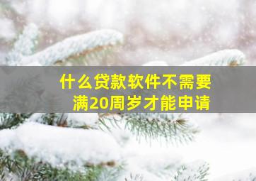 什么贷款软件不需要满20周岁才能申请