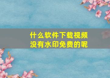 什么软件下载视频没有水印免费的呢