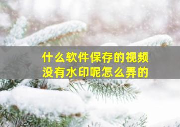 什么软件保存的视频没有水印呢怎么弄的