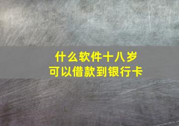 什么软件十八岁可以借款到银行卡