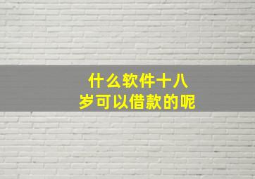 什么软件十八岁可以借款的呢