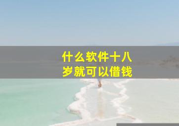 什么软件十八岁就可以借钱