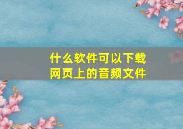 什么软件可以下载网页上的音频文件