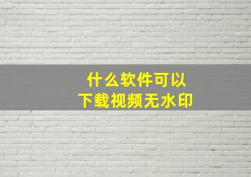 什么软件可以下载视频无水印