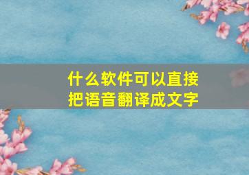 什么软件可以直接把语音翻译成文字