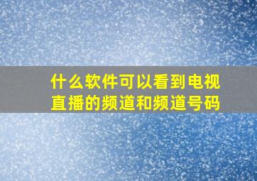 什么软件可以看到电视直播的频道和频道号码