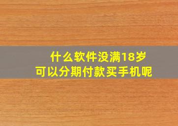 什么软件没满18岁可以分期付款买手机呢