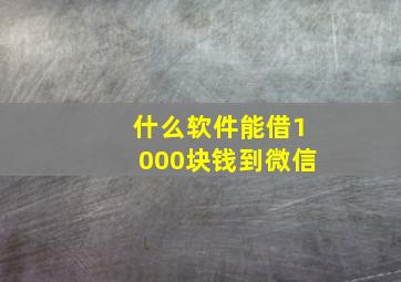 什么软件能借1000块钱到微信