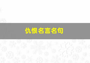 仇恨名言名句