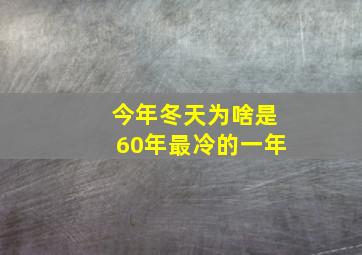 今年冬天为啥是60年最冷的一年