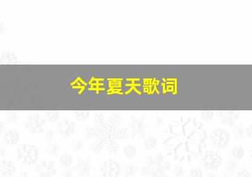 今年夏天歌词