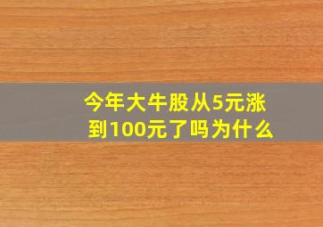 今年大牛股从5元涨到100元了吗为什么