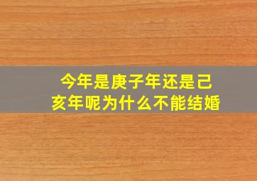 今年是庚子年还是己亥年呢为什么不能结婚