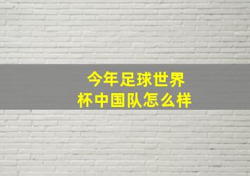 今年足球世界杯中国队怎么样