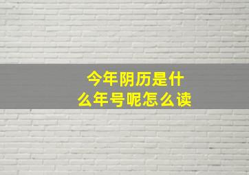 今年阴历是什么年号呢怎么读