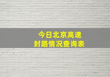 今日北京高速封路情况查询表