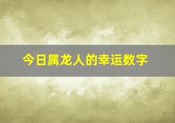 今日属龙人的幸运数字