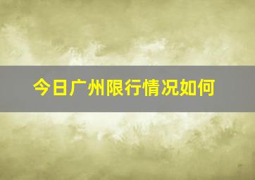 今日广州限行情况如何