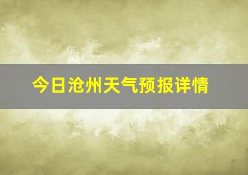 今日沧州天气预报详情