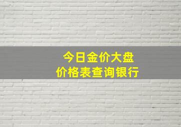 今日金价大盘价格表查询银行