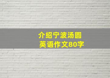 介绍宁波汤圆英语作文80字