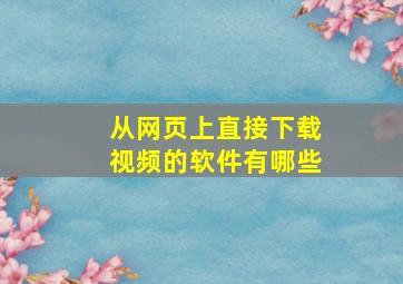 从网页上直接下载视频的软件有哪些