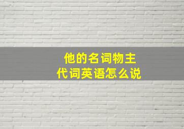 他的名词物主代词英语怎么说