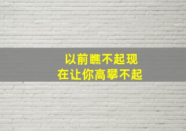 以前瞧不起现在让你高攀不起