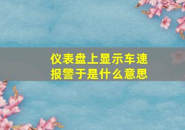 仪表盘上显示车速报警于是什么意思