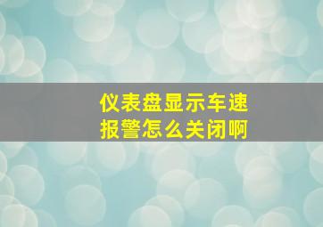 仪表盘显示车速报警怎么关闭啊