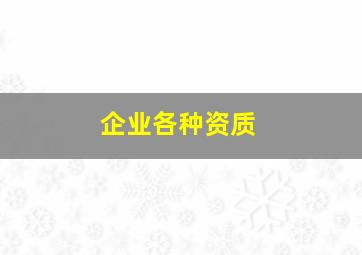 企业各种资质