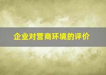 企业对营商环境的评价