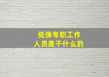 低保专职工作人员是干什么的