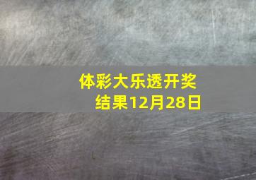 体彩大乐透开奖结果12月28日