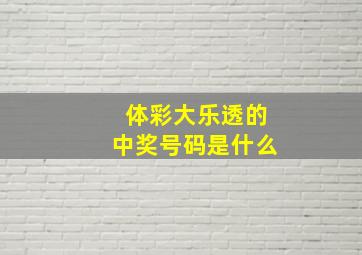 体彩大乐透的中奖号码是什么