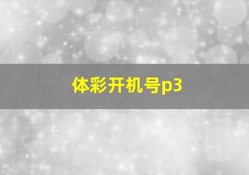 体彩开机号p3