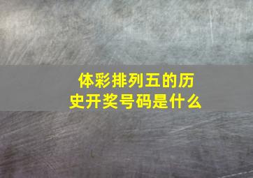 体彩排列五的历史开奖号码是什么