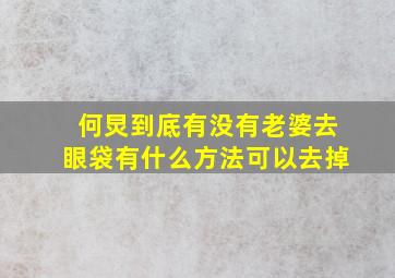 何炅到底有没有老婆去眼袋有什么方法可以去掉