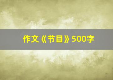 作文《节目》500字