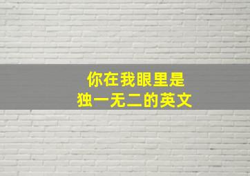 你在我眼里是独一无二的英文