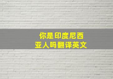 你是印度尼西亚人吗翻译英文