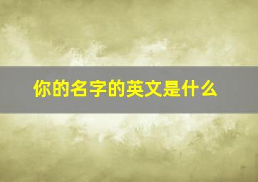 你的名字的英文是什么